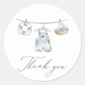 Nautical Boy Baby shower Ronde Sticker (Voorkant)