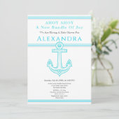 Nautical Boy Baby shower Turquoise Blauwgroen Anch (Staand voorkant)