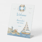 Nautical Boy Baby shower Welkom Reclamebord Met Voetstuk (Voorkant)