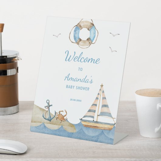 Nautical Boy Baby shower Welkom Reclamebord Met Voetstuk (Insitu)