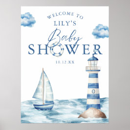 Nautical Boy Baby shower Welkomstbord Poster