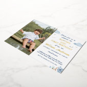 Nautical Boy Baptism en 1st Birthday Foto Folie Uitnodiging (Gedraaid)