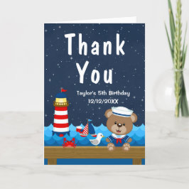 Nautical Boy Beer Red and Navy Birthday Party Bedankkaart