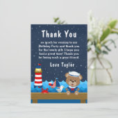Nautical Boy Beer Red and Navy Birthday Party Bedankkaart (Staand voorkant)
