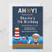 Nautical Boy Beer Red and Navy Birthday Party Kaart (Voorkant)