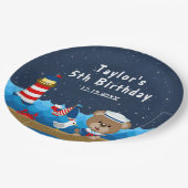 Nautical Boy Beer Red and Navy Birthday Party Papieren Bordje (Gekanteld)