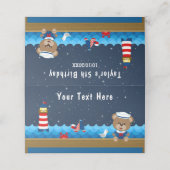 Nautical Boy Beer Red and Navy Birthday Party Plaatskaartje (Buitenkant ongevouwen)