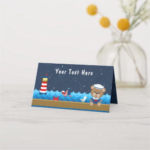 Nautical Boy Beer Red and Navy Birthday Party Plaatskaartje
