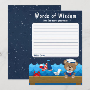 Nautical Boy Beer Red and Navy Words of Wisdom Kaart