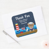 Nautical Boy Beer Red Baby shower Dank u Vierkante Sticker (Envelop)