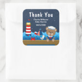 Nautical Boy Beer Red Baby shower Dank u Vierkante Sticker (Tas)