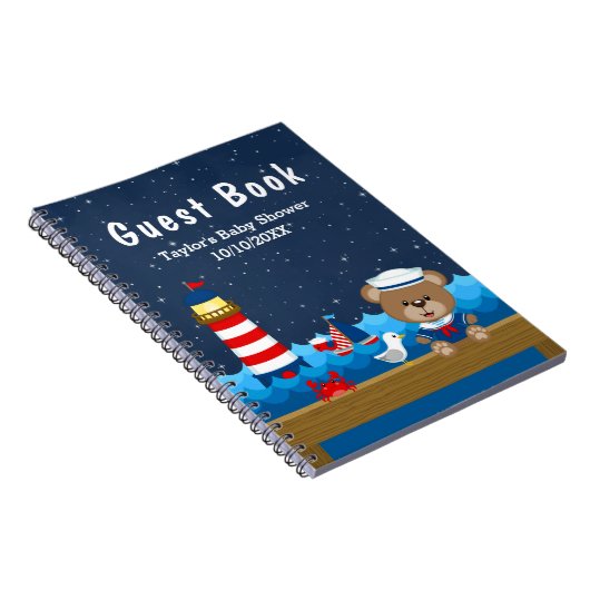 Nautical Boy Beer Red Baby shower Guest Book Notitieboek (Rechterzijde)
