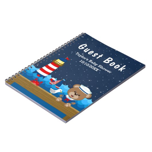 Nautical Boy Beer Red Baby shower Guest Book Notitieboek (Linkerzijde)