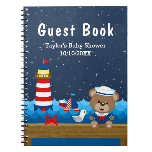 Nautical Boy Beer Red Baby shower Guest Book Notitieboek (Voorkant)