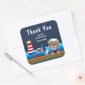 Nautical Boy Beer Red Birthday Party Vierkante Sticker (Envelop)