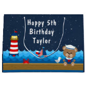 Nautical Boy Beer Red en marine Happy Birthday Groot Cadeauzakje (Voorkant)