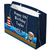 Nautical Boy Beer Red en marine Happy Birthday Groot Cadeauzakje (Achterkant Gekanteld)