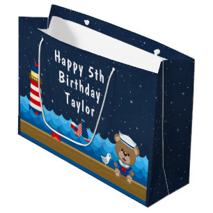 Nautical Boy Beer Red en marine Happy Birthday Groot Cadeauzakje