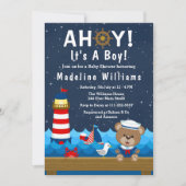 Nautical Boy Beer Red en Navy Baby shower Kaart (Voorkant)
