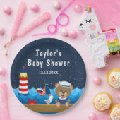Nautical Boy Beer Red en Navy Baby shower Papieren Bordje (Feest)