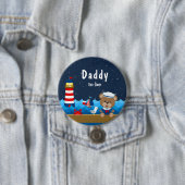 Nautical Boy Beer Red en Navy Dad to be Ronde Button 7,6 Cm (In situ)
