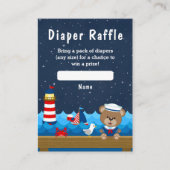 Nautical Boy Beer Red en Navy Diaper Raffle Informatiekaartje (Voorkant)
