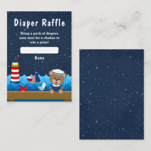 Nautical Boy Beer Red en Navy Diaper Raffle Informatiekaartje