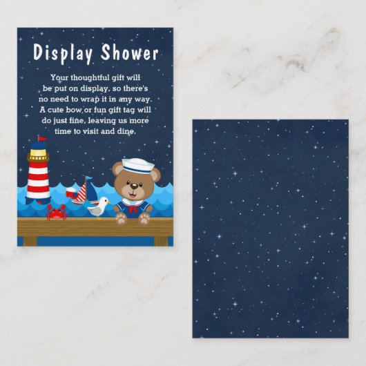 Nautical Boy Beer Red en Navy Display Shower Informatiekaartje (Voorkant / Achterkant)