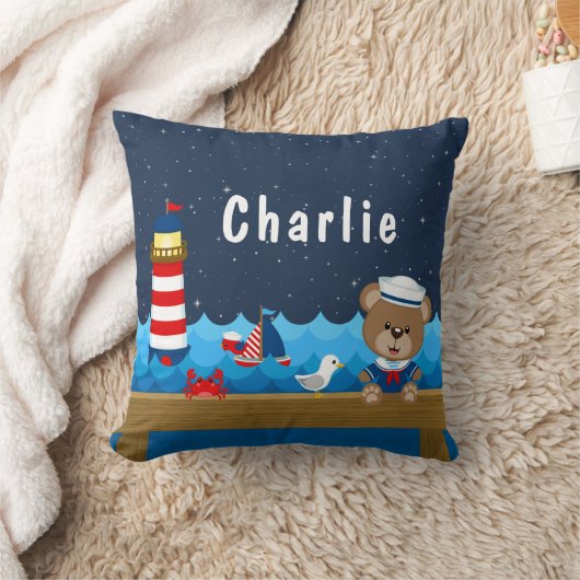 Nautical Boy Beer Red en Navy Kussen (Deken)