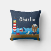 Nautical Boy Beer Red en Navy Kussen (Voorkant)