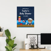 Nautical Boy Beer Red Navy Baby shower Welkom Poster (Thuiskantoor)