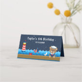 Nautical Boy Beer Red Navy Birthday Seat Plaatskaartje (Achterkant)