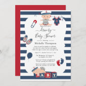 Nautical Boy drive by Baby shower Kaart (Voorkant / Achterkant)