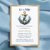 Nautical Boy Modern Goud Anker Baby shower Kaart