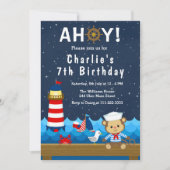 Nautical Boy Monkey Red and Navy Birthday Party Kaart (Voorkant)