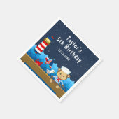 Nautical Boy Monkey Red and Navy Birthday Party Servet (Hoek)