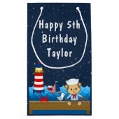 Nautical Boy Monkey Red en marine Happy Birthday Klein Cadeauzakje (Achterkant)