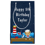 Nautical Boy Monkey Red en marine Happy Birthday Klein Cadeauzakje (Voorkant)