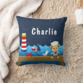 Nautical Boy Monkey Red en marine Kussen (Deken)