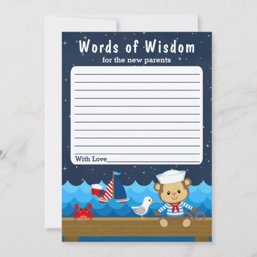 Nautical Boy Monkey Red en marine Wisdom Kaart (Voorkant)