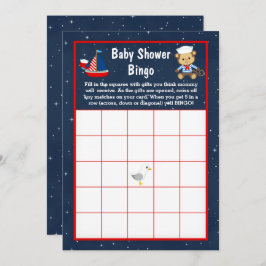 Nautical Boy Monkey Red en Navy Baby Bingo Kaart