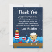 Nautical Boy Monkey Red en Navy Baby shower Bedankkaart (Voorkant)
