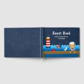 Nautical Boy Monkey Red en Navy Baby shower Gastenboek (Volledig)