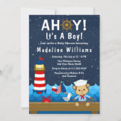 Nautical Boy Monkey Red en Navy Baby shower Kaart (Voorkant)