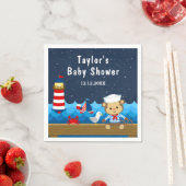 Nautical Boy Monkey Red en Navy Baby shower Servet (Insitu)