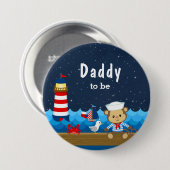 Nautical Boy Monkey Red en Navy Dad to be Ronde Button 7,6 Cm (Voorkant /achterkant)