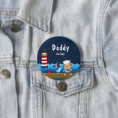 Nautical Boy Monkey Red en Navy Dad to be Ronde Button 7,6 Cm (In situ)