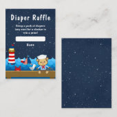 Nautical Boy Monkey Red en Navy Diaper Raffle Informatiekaartje (Voorkant / Achterkant)