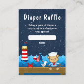 Nautical Boy Monkey Red en Navy Diaper Raffle Informatiekaartje (Voorkant)