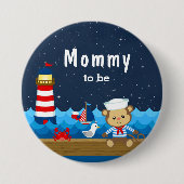 Nautical Boy Monkey Red en Navy mammie Ronde Button 7,6 Cm (Voorkant)